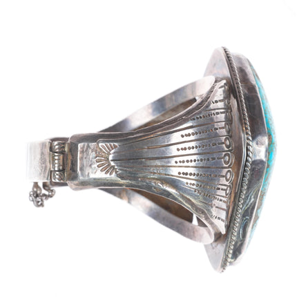 6.25" Mary Chavez San Felipe big vintage sterling silver turquoise cuff bracelet