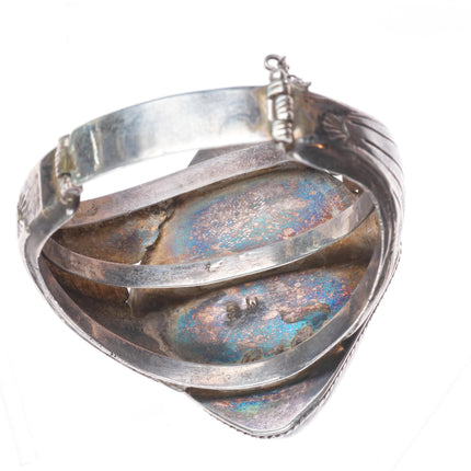 6.25" Mary Chavez San Felipe big vintage sterling silver turquoise cuff bracelet