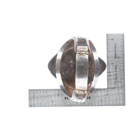 6.25" Mary Chavez San Felipe big vintage sterling silver turquoise cuff bracelet