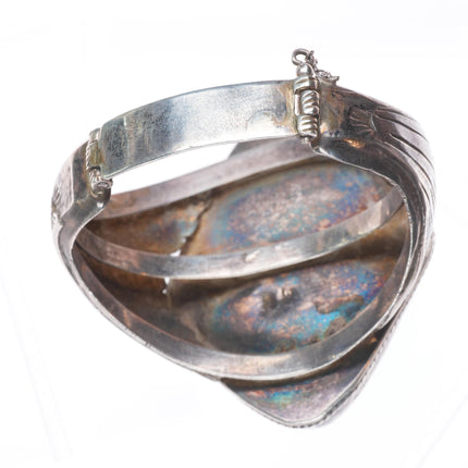 6.25" Mary Chavez San Felipe big vintage sterling silver turquoise cuff bracelet