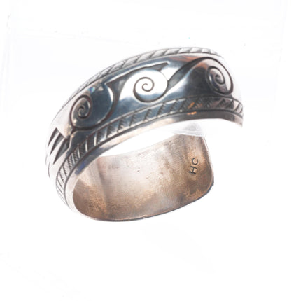 6.4" Herbert Cayatineto Navajo sterling silver hand stamped cuff bracelet