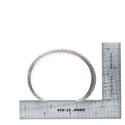 6.4" Herbert Cayatineto Navajo sterling silver hand stamped cuff bracelet