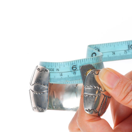 6" J Wright Navajo vintage sterling silver stamped cuff bracelet