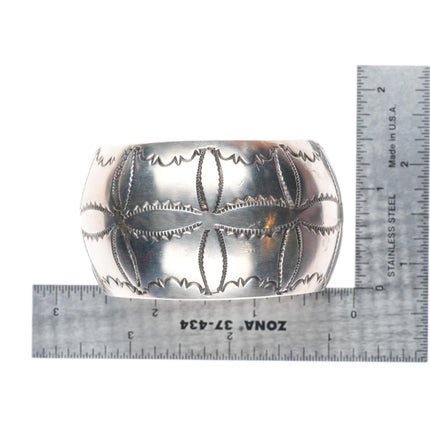 6" J Wright Navajo vintage sterling silver stamped cuff bracelet