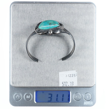 5.75" Vintage Robert Kelley Navajo sterling silver cuff bracelet large turquoise