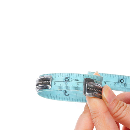 6.5" 30's-40's Navajo Candelaria turquoise sterling silver row cuff bracelet