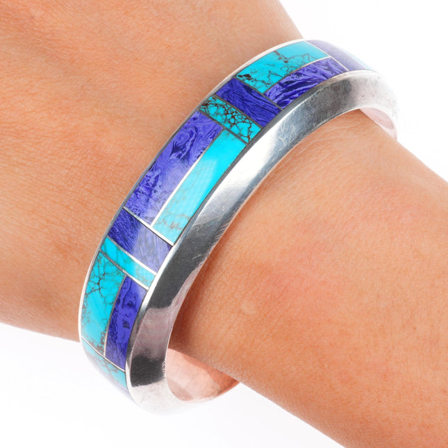 6.8" Pete Sanchez Isleta pueblo sterling silver/turquoise/charoite cuff bracelet