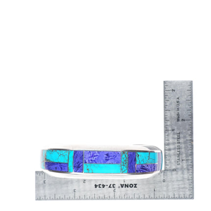6.8" Pete Sanchez Isleta pueblo sterling silver/turquoise/charoite cuff bracelet