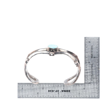 6.35" Vintage Navajo cast sterling silver spiderweb turquoise cuff bracelet