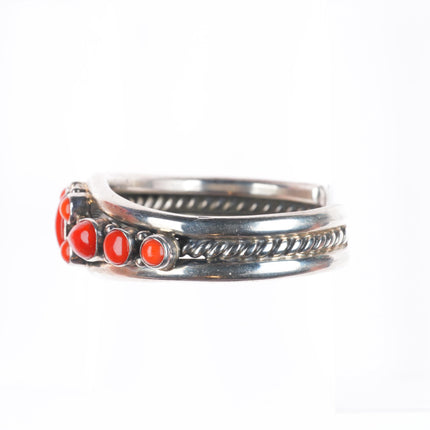 6" Darrin Livingston Navajo sterling silver Mediterranean coral cuff bracelet