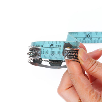 6.4" 1940's vintage Navajo sterling silver 3 stone twisted wire cuff bracelet