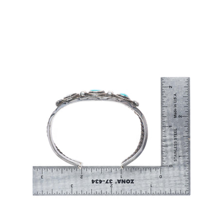 6.1" 30's-40's Navajo Blue Gem turquoise sterling silver carinated cuff bracelet