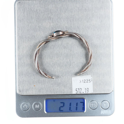 6" Vintage Navajo sterling silver high grade turquoise braided cuff bracelet