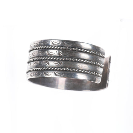 6.6" vintage Navajo sterling silver stacked/twisted wire stamped cuff bracelet