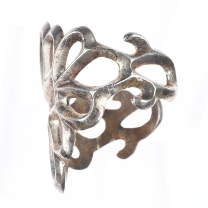 6.6" vintage Navajo sterling silver huge cast cuff bracelet