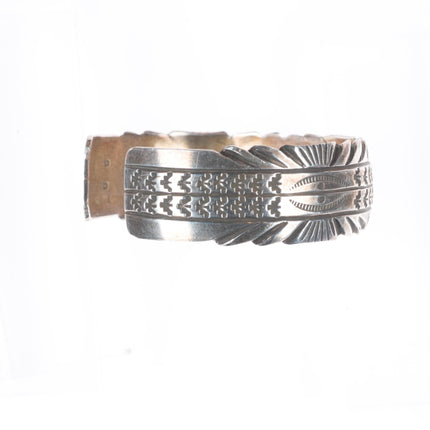 6.6" vintage Navajo sterling silver SS hand stamped cuff bracelet