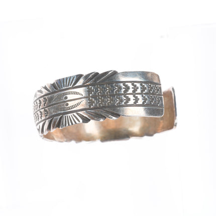 6.6" vintage Navajo sterling silver SS hand stamped cuff bracelet