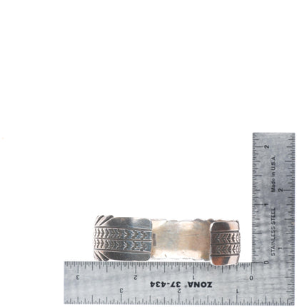6.6" vintage Navajo sterling silver SS hand stamped cuff bracelet