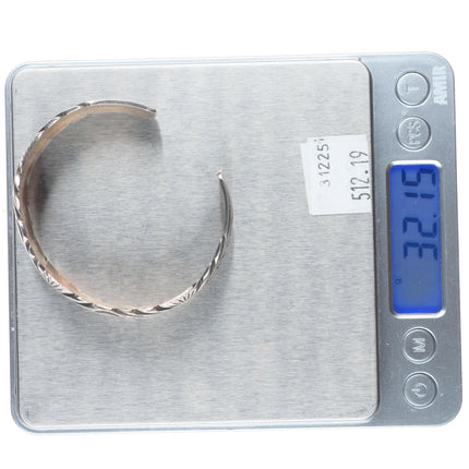 6.6" vintage Navajo sterling silver SS hand stamped cuff bracelet