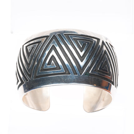 6.3" Vintage Rosco Scott Navajo sterling silver domed cuff bracelet