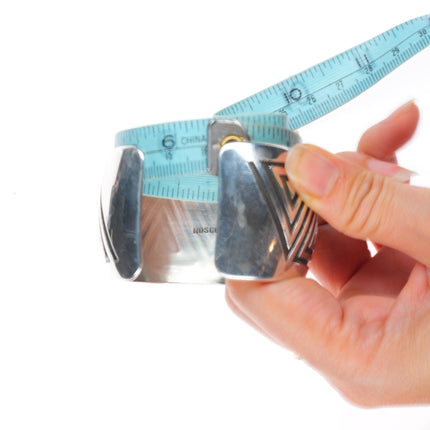 6.3" Vintage Rosco Scott Navajo sterling silver domed cuff bracelet