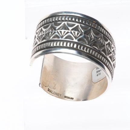 6.5" Freddie Maloney Navajo deep stamped sterling silver heavy cuff bracelet