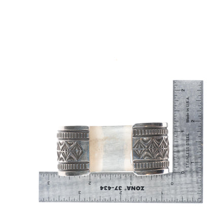 6.5" Freddie Maloney Navajo deep stamped sterling silver heavy cuff bracelet