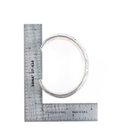 6" JVB Navajo sterling silver chip inlay turquoise Peyote Bird cuff bracelet