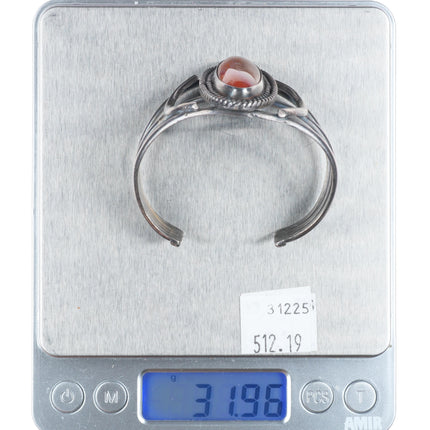 6" Vintage Navajo sterling silver petrified wood cuff bracelet