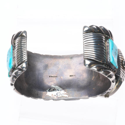 7.6" Ben Touchine vintage Navajo sterling silver turquoise watch cuff bracelet