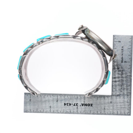 7.6" Ben Touchine vintage Navajo sterling silver turquoise watch cuff bracelet
