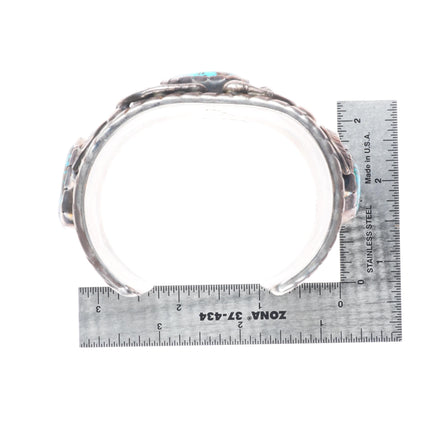 7.7" Jane Popovitch Navajo Blue Diamond Turquoise sterling silver cuff bracelet