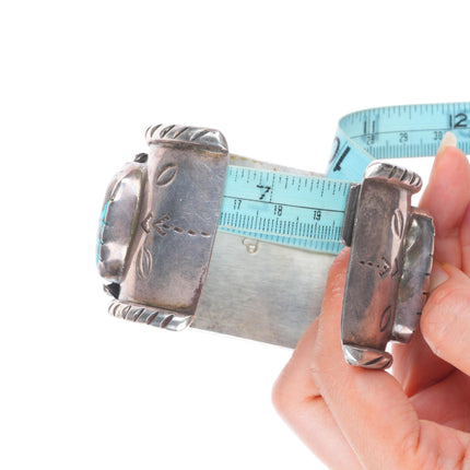 7.7" Jane Popovitch Navajo Blue Diamond Turquoise sterling silver cuff bracelet