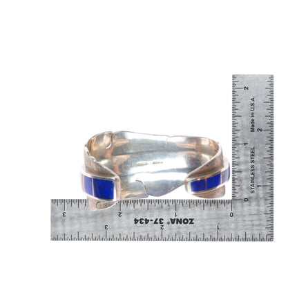 6.1" Michael Kirk Isleta sterling silver lapis/coral/turquoise cuff bracelet