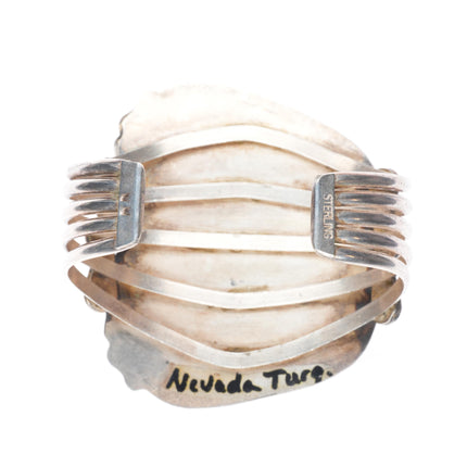 7" Huge Michael Mendoza Navajo Nevada Turquoise sterling silver cuff bracelet