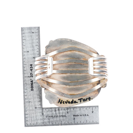 7" Huge Michael Mendoza Navajo Nevada Turquoise sterling silver cuff bracelet