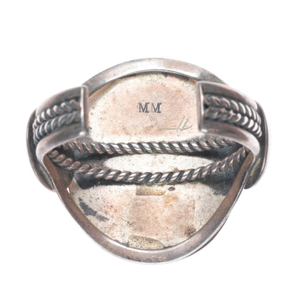 6" Mary Morgan Navajo sterling silver intarsia shell inlay cuff bracelet