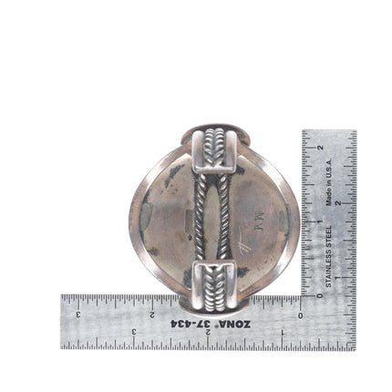 6" Mary Morgan Navajo sterling silver intarsia shell inlay cuff bracelet