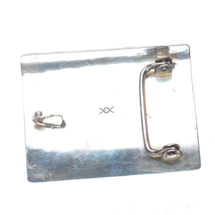 Norbert Peshlakai Navajo sterling silver modernist belt buckle