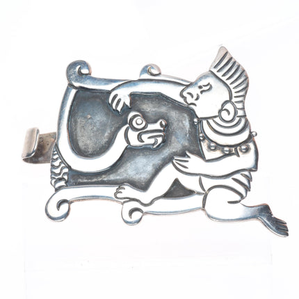 Emma Melendez Navajo sterling silver Aztec/Incan/Mayan style belt buckle