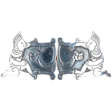 Emma Melendez Navajo sterling silver Aztec/Incan/Mayan style belt buckle