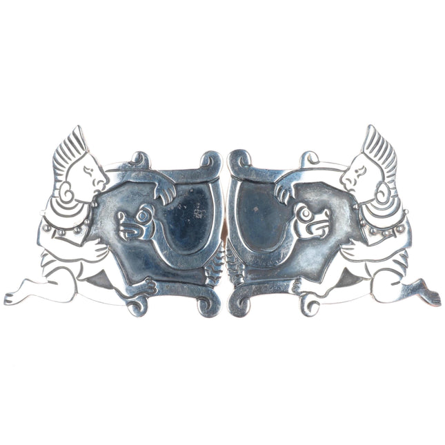 Emma Melendez Navajo sterling silver Aztec/Incan/Mayan style belt buckle