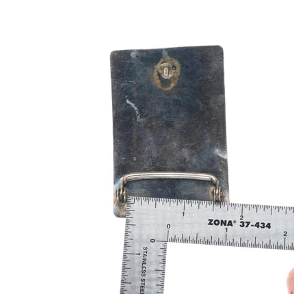 Vintage Navajo sterling silver 5 stone turquoise rectangle belt buckle