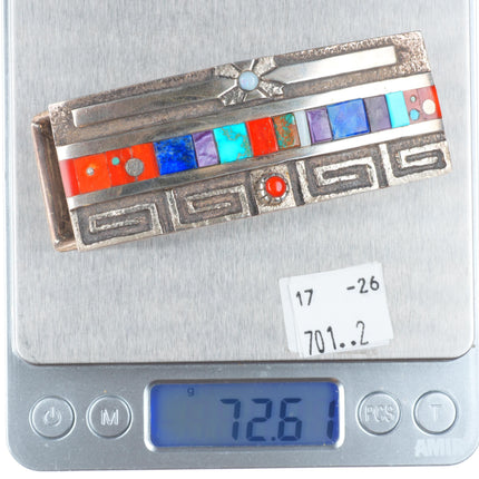 Jason Begay Navajo Tufa Cast sterling silver stone inlay belt buckle