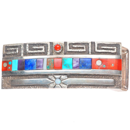 Jason Begay Navajo Tufa Cast sterling silver stone inlay belt buckle
