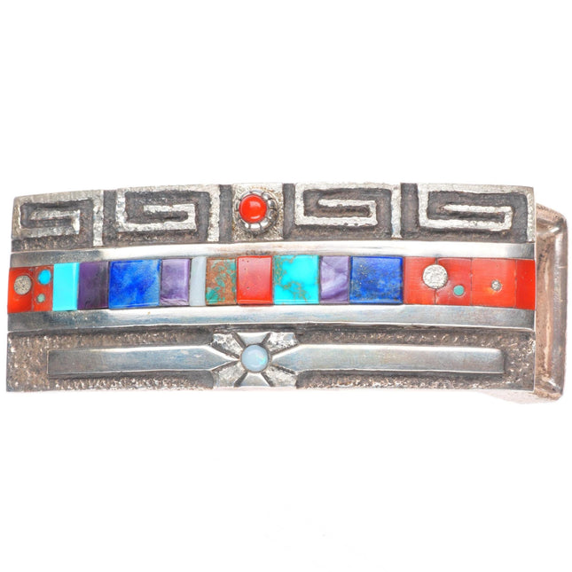 Jason Begay Navajo Tufa Cast sterling silver stone inlay belt buckle