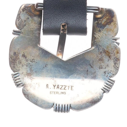 A. Yazzie Vintage Navajo sterling silver turquoise/lapis ranger belt buckle set