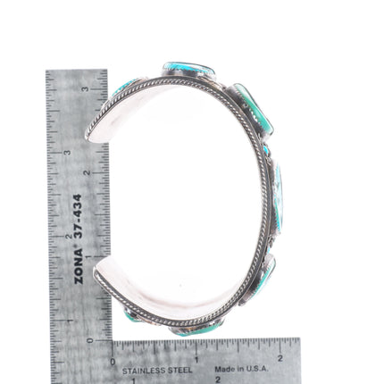 7.1" Vintage Navajo sterling silver wide snake eye turquoise cuff bracelet
