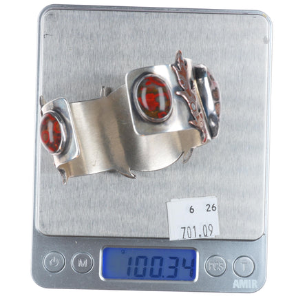 6.7" Victoria Masse Stoll southwestern sterling silver agate/jasper cuff bracelet