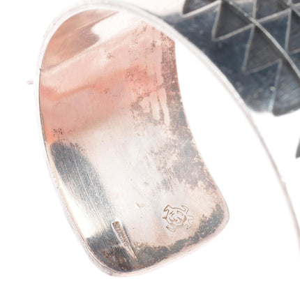 6.75" Clement Honie Hopi Overlay cuff bracelet sterling silver
